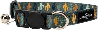 Lucy & Co. Looking Sharp Breakaway Cat Collar with Bell – Designer Print Adjustable Safety Collar for Cats, Kittens & Small Dogs, Lightweight Pet Collar for Boy & Girl Cats – Large