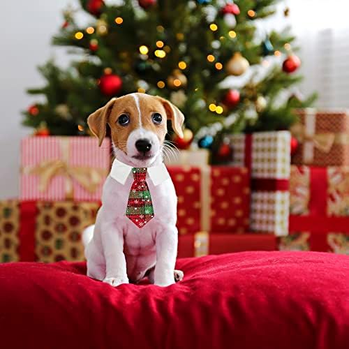 ADOGGYGO Christmas Dog Necktie Pet Tuxedo Christmas Dog Neck Tie Collar with Red Green Plaid Tie for Small Medium Large Dogs Pets (Small, Red & Green) - Image 2