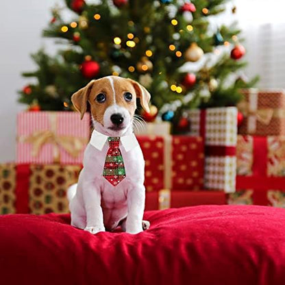 ADOGGYGO Christmas Dog Necktie Pet Tuxedo Christmas Dog Neck Tie Collar with Red Green Plaid Tie for Small Medium Large Dogs Pets (Small, Red & Green) - Image 2