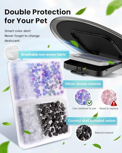 Automatic Cat Feeder for 3 Cats, 6L/25 Cups Smart WiFi Pet Feeder, Strong Anti-Jam System, Dual-Effect Desiccant Cat Food Dispenser, with 10S Voice Recorder for Cats and Small Dog(Black)