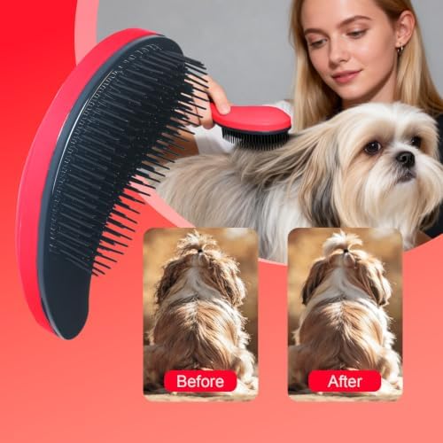 Small Dog Brush, Skin-friendly Soft Bristles (Rose Red) - Image 5