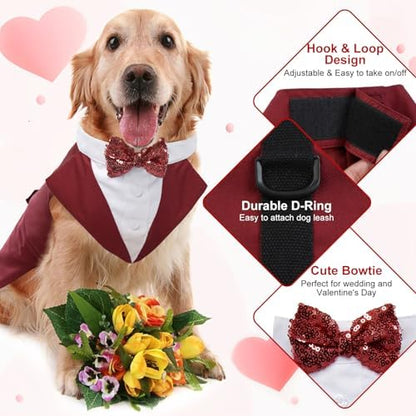 Kuoser Dog Tuxedo, Dog Suit and Bandana Set, Dogs Costume with D-Ring - Image 3