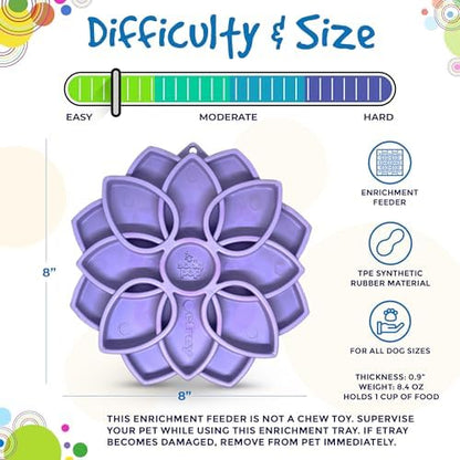 SodaPup Mandala Softie eTray –Durable Enrichment Feeder Made in USA Non-Toxic, Pet-Safe, Food Safe Rubber for Mental Stimulation, Avoiding Overfeeding, Fresh Breath, Digestive Health, Calming, & More
