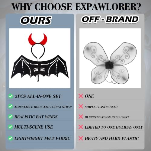 EXPAWLORER 2PCS Halloween Dog Costumes - Funny Bat Wings & Headband - Image 7