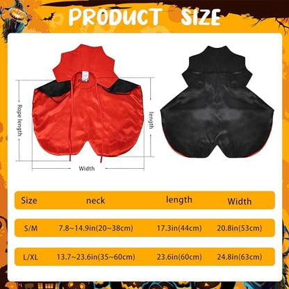 Dog Halloween Costume Cape Vampire Cloak with Bow Tie (Red, SM) - Image 7