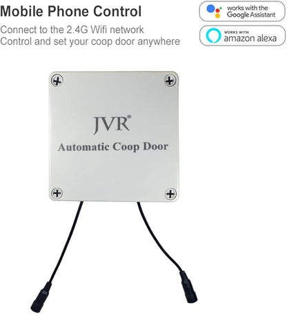 JVR Automatic Turkey Geese Duck Coop Smart Door Compatible with Alexa, Google Assistant, Home Assistant, Tuya - WiFi Opener, Extra Large 22"x23" Opening, Anti-Pinch Auto Reopen & Stop, Dusk to Dawn