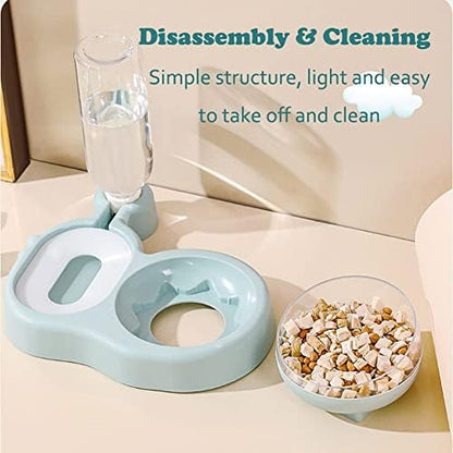 Love Dream 2-in-1 Dog Cat Bowls, 15°Tilted Cat Food and Water Bowl Set
