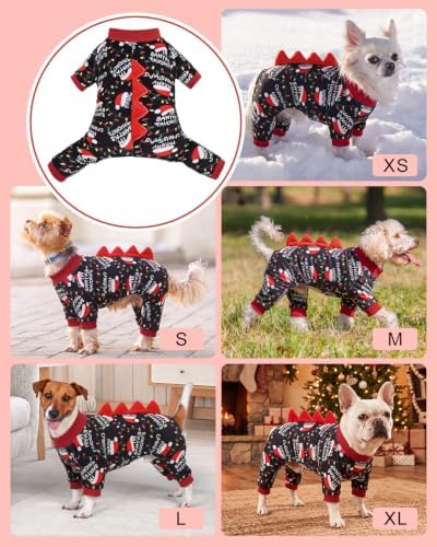 CuteBone Dinosaur Costume Halloween Christmas Dog Pajamas, Stretchy Spandex Crystal Velvet Sleepwear Coat for Small Dogs, Soft & Warm Pet Outfit Clothes for Cold Weather, Cozy Pullover Design COSP30S - Image 5