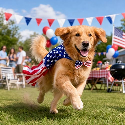 Halloween American Flag Cape Halloween Dog Costume for Large Pets - Image 3