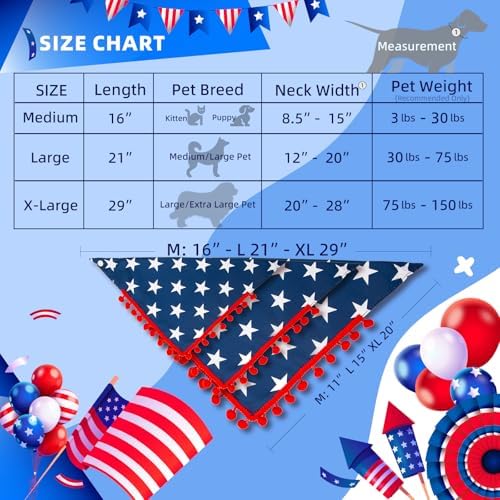 4th of July Dog Bandana, American Flag Star Pattern Holiday Triangle Scarf, Adjustable Snap Button Patriotic Neckwear for Giant Breeds 75lbs+ - Image 6
