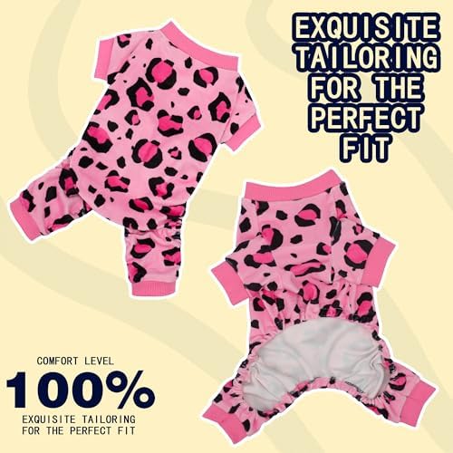 Paiaite Dog Pajamas Onesie: Comfortable Four-Legged Apparel for Small, Medium, & Large Dogs, Polyester Material for Comfort, Wrinkle Resistance, Moisture Wicking, and Stretchiness Pink Leopard XS - Image 6