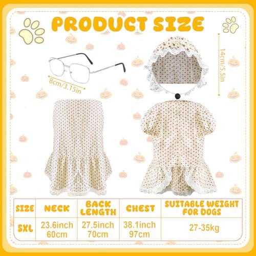 3 Pcs Old Lady Costume for Dog Grandmas Dogs Costume - Image 2