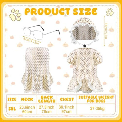 3 Pcs Old Lady Costume for Dog Grandmas Dogs Costume - Image 2