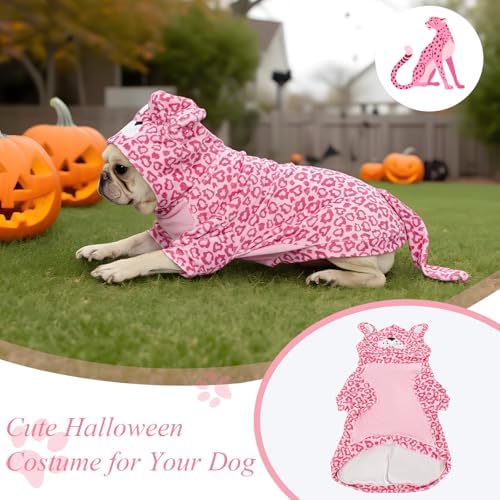 DELIFUR Dog Leopard Costume for Halloween, Pink, Small - Image 5