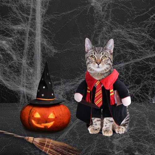 DELIFUR Dog Halloween Wizard Costume - Pet Adorable Fantacy Clothes Cat Cosplay Holiday Apparel Dress Up for Small Medium Dog Funny Outfit Adjustable (Wizard, Large) - Image 5