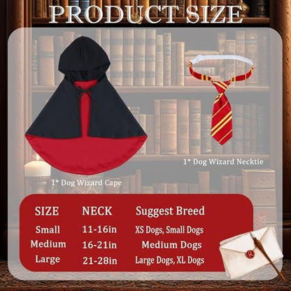 GOYOSWA Dog Halloween Costumes, Dog Wizard Costume Halloween Wizard Witch Cloak Cape with Neck Tie Halloween Costumes for Small Medium Large Dogs Pets (Red, Large) - Image 3