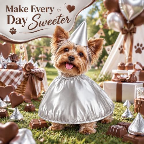 Hillban Dog Silver Chocolate Costume, Halloween Dog Hat Candy Costume - Image 6