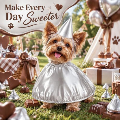 Hillban Dog Silver Chocolate Costume, Halloween Dog Hat Candy Costume - Image 6