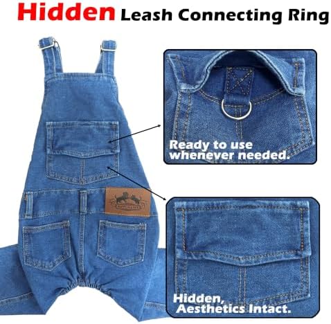 Dog Overalls for Small Dogs Outfit French Bulldog Clothes Denim Dog Jeans - Image 2
