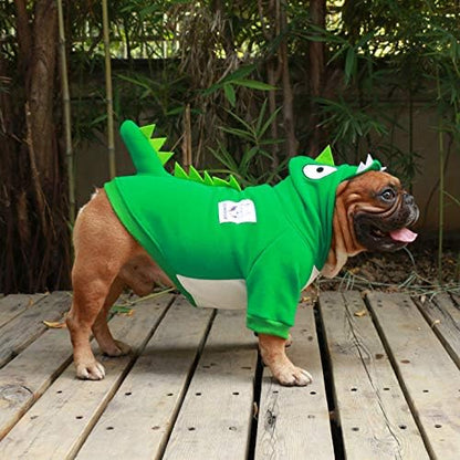 iChoue French Bulldog Halloween Dinosaur Costume Clothes Hoodies Dino, L+ - Image 2