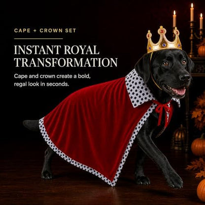Dog Halloween Costumes for Large Dogs, 2-Piece King Cape Crown Set - Image 2