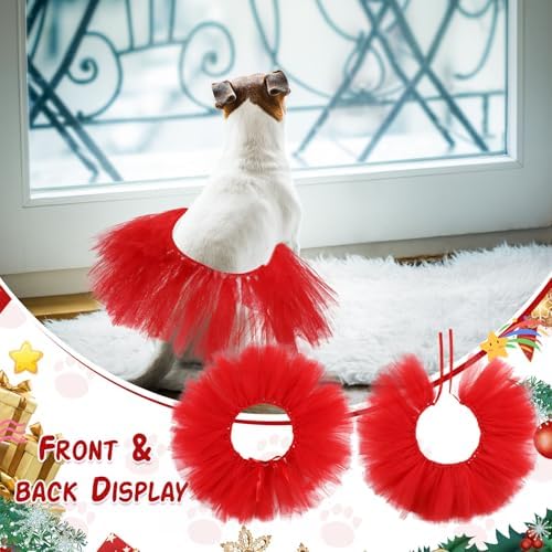 Dog Tutu for Dogs Tulle Skirt Pet Costume, Red - Image 3