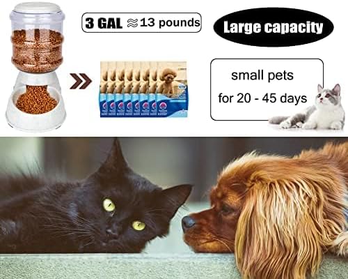 Gray 3 Gallon Gravity Dog Feeder - Automatic Food Dispense for Large Dogs, Easy to Clean