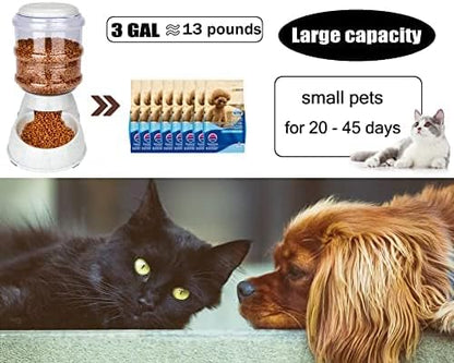 Gray 3 Gallon Gravity Dog Feeder - Automatic Food Dispense for Large Dogs, Easy to Clean