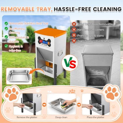 25 lb Automatic Dog Feeder for Large Breeds, 3 Adjustable Heights