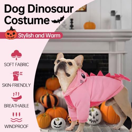 QBLEEV Dog Dinosaur Costume, Dog Halloween Costume with Hoodie - Image 2