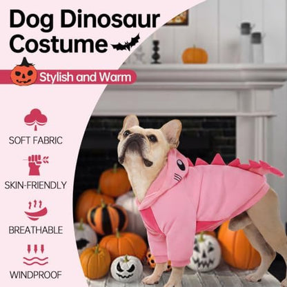 QBLEEV Dog Dinosaur Costume, Dog Halloween Costume with Hoodie - Image 2