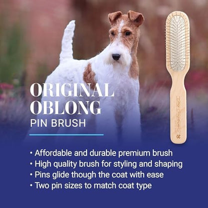 Chris Christensen 20 mm Oblong Pin Dog Brush, Original Series, Groom Like a Professional, Stainless Steel Pins, Lightweight Beech Wood Body, Ground and Polished Tips - Image 2
