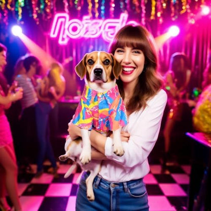 80s Dog Costume Hawaiian Shirts - 90s Halloween Retro Disco Breathable Puppy Outfit for Small Medium Dogs (Pink, 4X-Large) - Image 4