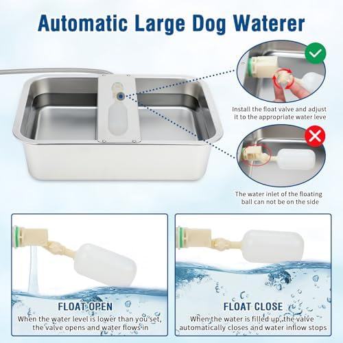 BWOGUE 5 Gal Automatic Dog Water Dispenser, Stainless Steel Bowl for Dogs