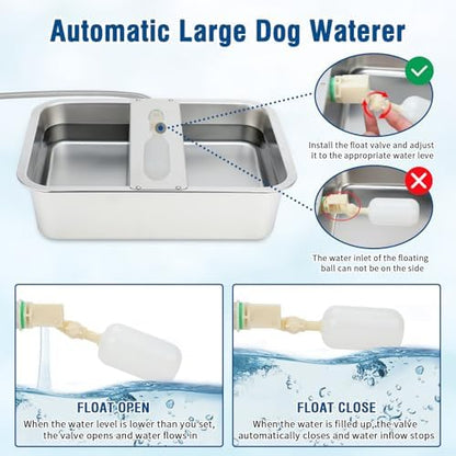 BWOGUE 5 Gal Automatic Dog Water Dispenser, Stainless Steel Bowl for Dogs