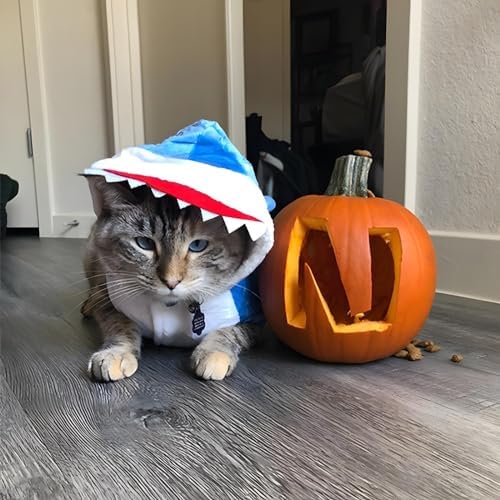 NACOCO Dog Shark Costume Cute Pet Clothes Halloween Holiday Coat Hoodie for Cats and Dogs (Blue, L) - Image 2