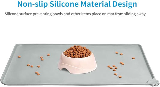 AUDWUD Silicone Waterproof Pet Feeding Mats,Anti Slip Bowl Pad, Dog Mat for Food and Water