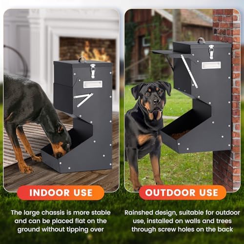 Automatic Dog Feeder for Large Breed Outdoor Metal Pet Feeder
