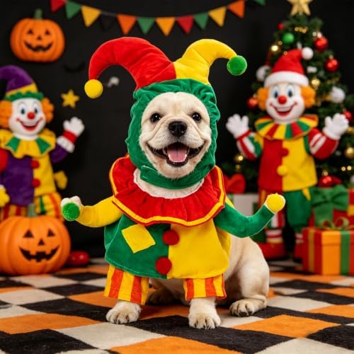 DELIFUR Dog Clown Costume Funny Pet Outfit for Halloween Christmas, Medium - Image 5