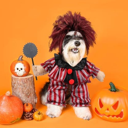 Huhumy Halloween Funny Dog Clown Costume with Wig - Image 3