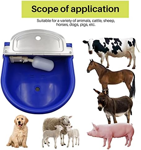 MINYULUA Automatic Waterer Bowl Large Horse Waterer with Float Valve (Blue)