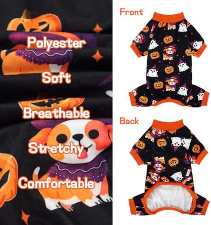 XPUDAC Dog Halloween Pajamas for Small Medium Dogs Pumpkin Costume Soft Puppy Clothes Pet Outfit Doggy Jumpsuits, 2X-Large - Image 6