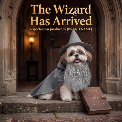 3 Pcs Halloween Pet Wizard Costume for Small Dogs Cats Kitten Puppy Cosplay Outfit Gray Polyester Halloween Party(M) - Image 4