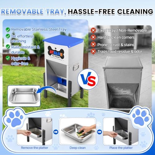 25 lb Automatic Dog Feeder for Large Breeds, 3 Adjustable Heights