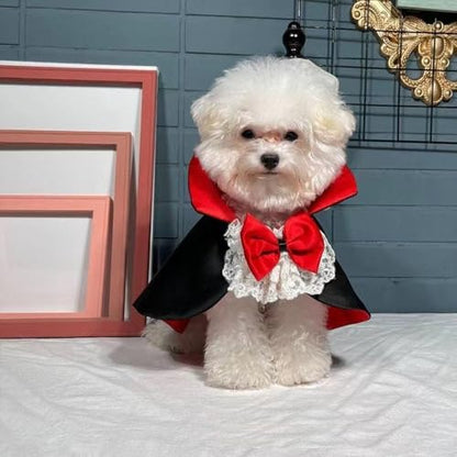 Halloween Vampire Costume for Dogs Cats, Spooky Pet Costume Cosplay Cloak Red Black Spooky Trick or Treat Cat Cape Apparel for Halloween Party Decorations-L - Image 4