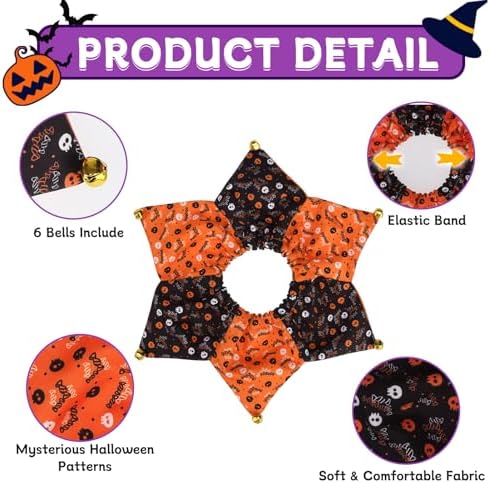 PAWCHIE Dog Halloween Costume,Halloween Collar Hat Set Pets Puppy Cat Halloween Outfit Apparel Cosplay, Dog Collar with Bells and Funny Hat Accessories Decoration for Small Medium Dogs 2 Pcs, Orange - Image 3