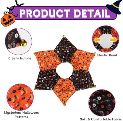 PAWCHIE Dog Halloween Costume,Halloween Collar Hat Set Pets Puppy Cat Halloween Outfit Apparel Cosplay, Dog Collar with Bells and Funny Hat Accessories Decoration for Small Medium Dogs 2 Pcs, Orange - Image 3