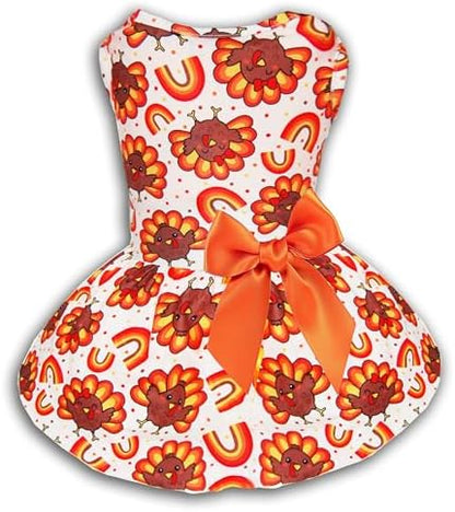 Thanksgiving Turkey Dog Dress, Cute Fall Holiday Pet Outfit for Small and Medium Dogs Autumn Harvest Costume for Puppy Girls and Boys by Miiemiu
