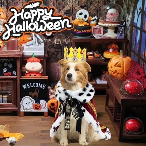 Large Dog Crown Headband Pet King Crown Halloween Costume Round Dog Cat Crown for Rolyal Family Costume Birthday Prince Hair Accessories Photo Prop Outfits (Gold Crown, Large) - Image 2