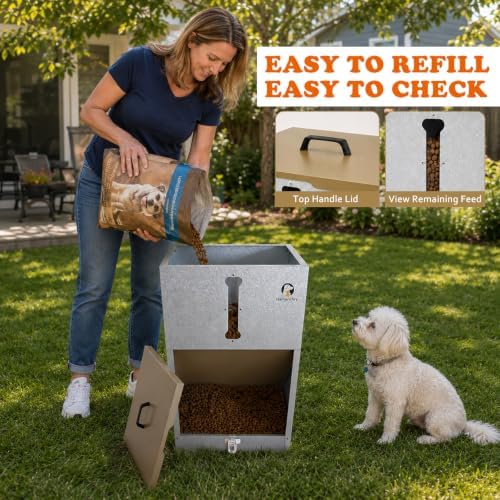 60 lb Automatic Dog Feeder Outdoor Gravity Feeder for Large Dogs